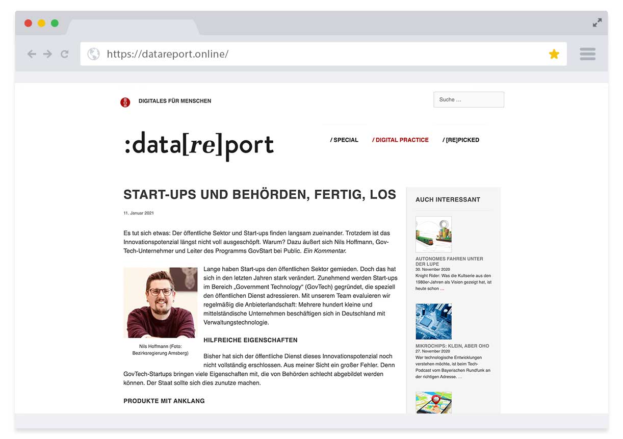 Arbeitsproben Screens Datareport 02