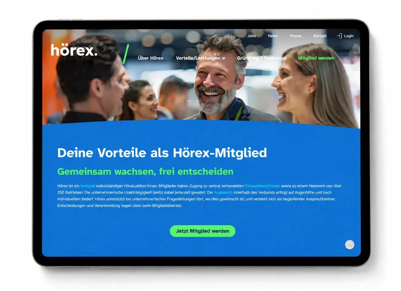 Hoerex Leitidee Website Tablet
